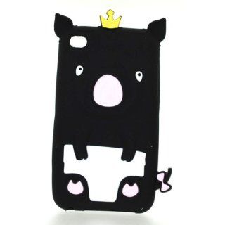 Apple Ipod Touch 4th Generation Black King Pig Design Silicone 3D Case