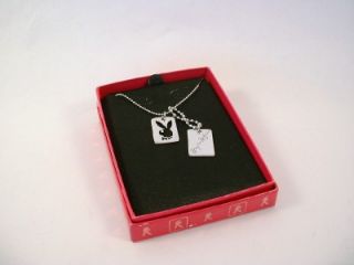 Playboy Hugh Hefner Bunny Dog Tags 925 Silver Necklace