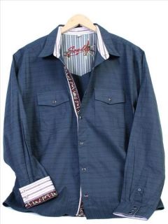 PS 089 Scully Western Steam Rock Shirt Large Blue