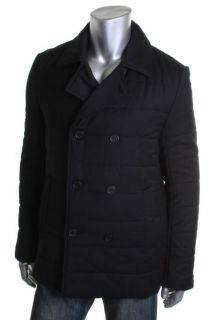 Hugo Boss New Black Wool Double Button Notch Collar Coat XL BHFO