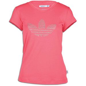 adidas Originals Rhinestone Logo S/S T Shirt   Womens   Super Pink