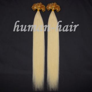  100s 18 Asian Nail tip Human Hair Extensions 70g #613 Lightest Blonde