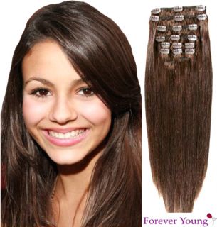 Medium Brown Clip in Human Hair Extension Full Head 4