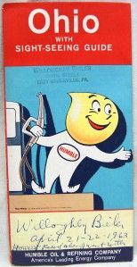 Humble Oil Ohio Automobile Highway Road Map 1962 Vintage Travel Gas