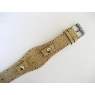 12mm Tan Suede Like Leather Cuff Band Bracelet Watches 
