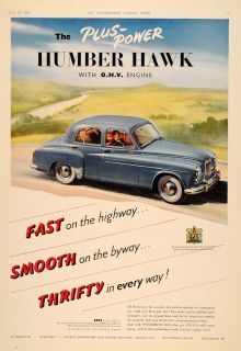 1955 Ad Humbler Hawk Blue British Car Automobile Rootes   ORIGINAL