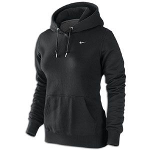 Nike Classic Fleece Swoosh Pullover Hoodie   Womens   Black/White