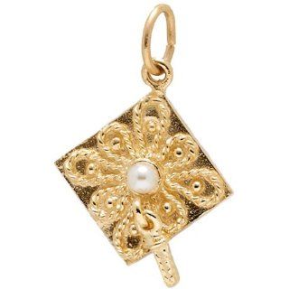 Rembrandt Charms Graduation Cap Charm, Gold Plated Silver