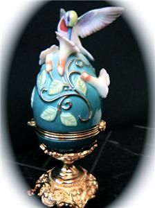 Franklin Mint Faberge Egg Ruby Throated Hummingbird Treasure Box COA
