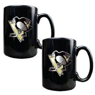 Pittsburgh Penguins Nhl 2Pc Black Ceramic Mug Set