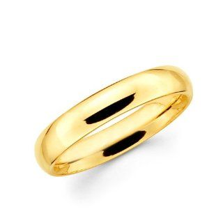 14k Yellow Gold COMFORT FIT wedding Band Ring Plain style 4 mm