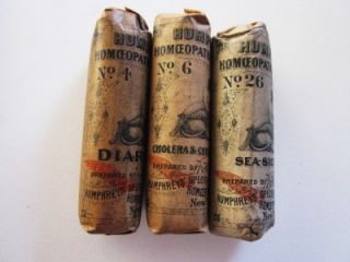 Antique Humphreys Medicine Bottle Bottles Full 4 6 26 with Paper
