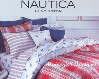 New Nautica Huntington Red Blue King Comforter Set