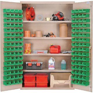  Beige 48 x 24 x 78, 4 Adjustable Shelves, 128 GREEN Bins   