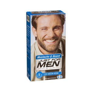 Just for Men Brush in Color Gel Mustache Beard Light Medium Brown M 30