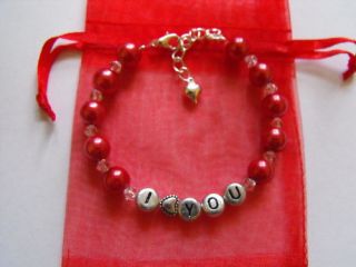 Personalised Pearl I Love You Heart Charm Bracelet Gift