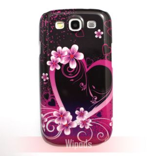 Purple Love Heart Flower Hard Case Cover for Samsung Galaxy s 3 III S3