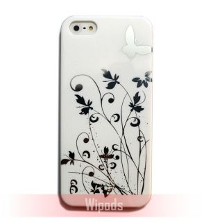 Butterfly Flower Style Hard White Case Cover Skin for Apple iPhone 5