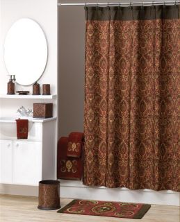 Elegant Persia Fabric Shower Curtain Maroon Brown New
