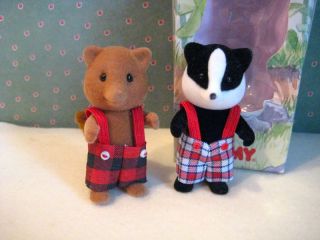 Sylvanian Families Calico Critters RARE Brother Fox and Badger Figures
