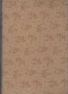 Brown Paisley Floral Cotton Quilt Sewing Fabric 1yd