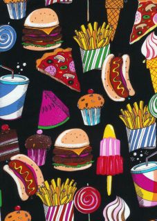 Ice Cream Candy Cupcake French Fry Lollipop Fabric New