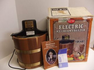  Electric Wood Cedar Ice Cream Freezer Maker Bucket 5 Qt Recipes