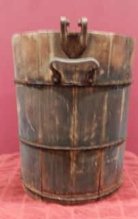 Antique Vintage Primitive Wood Ice Cream Bucket