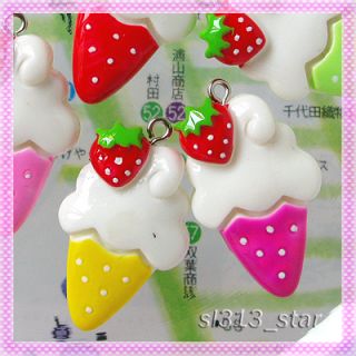 5pcs Soft Ice Cream Cone Lucite Charms Mix Colors