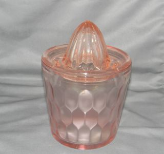   GLASS COMPANY PINK HONEYCOMB HEX OPTIC ICE BUCKET AND REAMER N 136