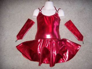 New Metallic red Ice Skating Dress with Arm Mitts CH 10