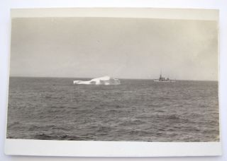 Antique Postcard Unknown Warship Iceberg