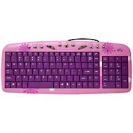 Sakar iConcepts Girl Gear Pink Daisy Compact USB Keyboard w Purple