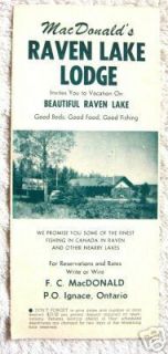 1950s Raven Lake Lodge Ignace Ontario Canada Brochure