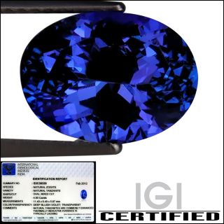 IGI Certified 4 00 Ct AAAA Natural DBlock Tanzanite Oval Cut Deep