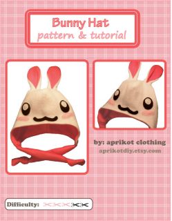 Bunny Rabbit Fleece Hat Beanie PDF Pattern Halloween Costume Animal