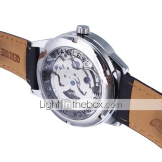 USD $ 17.99   Gentle Leather Band Self Winding Mechanical Wristwatch