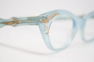 Blue Rhinestone Vintage Cat Eye Glasses New Old Stock Vintage Eyewear