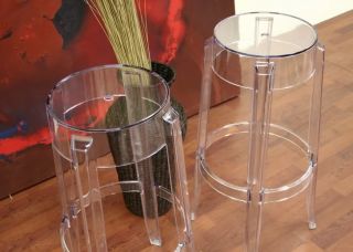 Set of 2 Victoria Clear Acrylic Ghost Bar Stool New