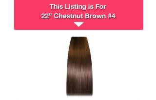  IN Remy Human Hair Extensions Indian #4 Chestnut Brown 7pce FREE BRUSH