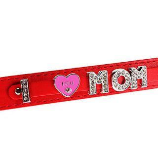 Adjustable Rhinestone Love Mom Style Collar for Dogs (Assorted Color
