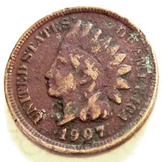 Indian Head 1 One Cent 1907 US Coin