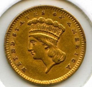 1856 Gold Type 3 $1 Dollar Indian