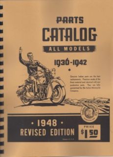 Indian Motorcycle Parts Catalog 1936 1942 Manual Reprnt