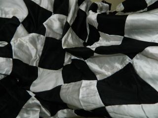 Dupioni Pure Silk Fabric Black White 1 Meter 54 inches Width Chequered