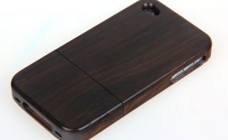Indian Black Natural Wood Bamboo Wooden Cover Case for iPhone 4 4S