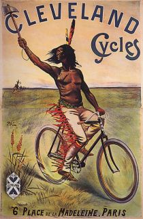 Indian Bicycle Cleveland Madeleine Paris Repro Poster
