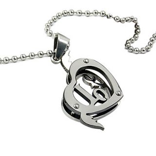 USD $ 6.39   Titanium Steel Heart Pattern Pendant Womans Necklace