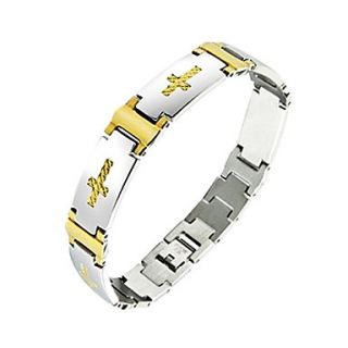 EUR € 6.43   Armband i Titanium med Guldkors, Gratis frakt för alla