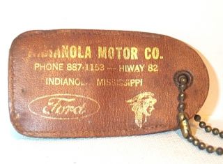 Indianola Motor Company Leather Key Chain Ford Pontiac Highway 82